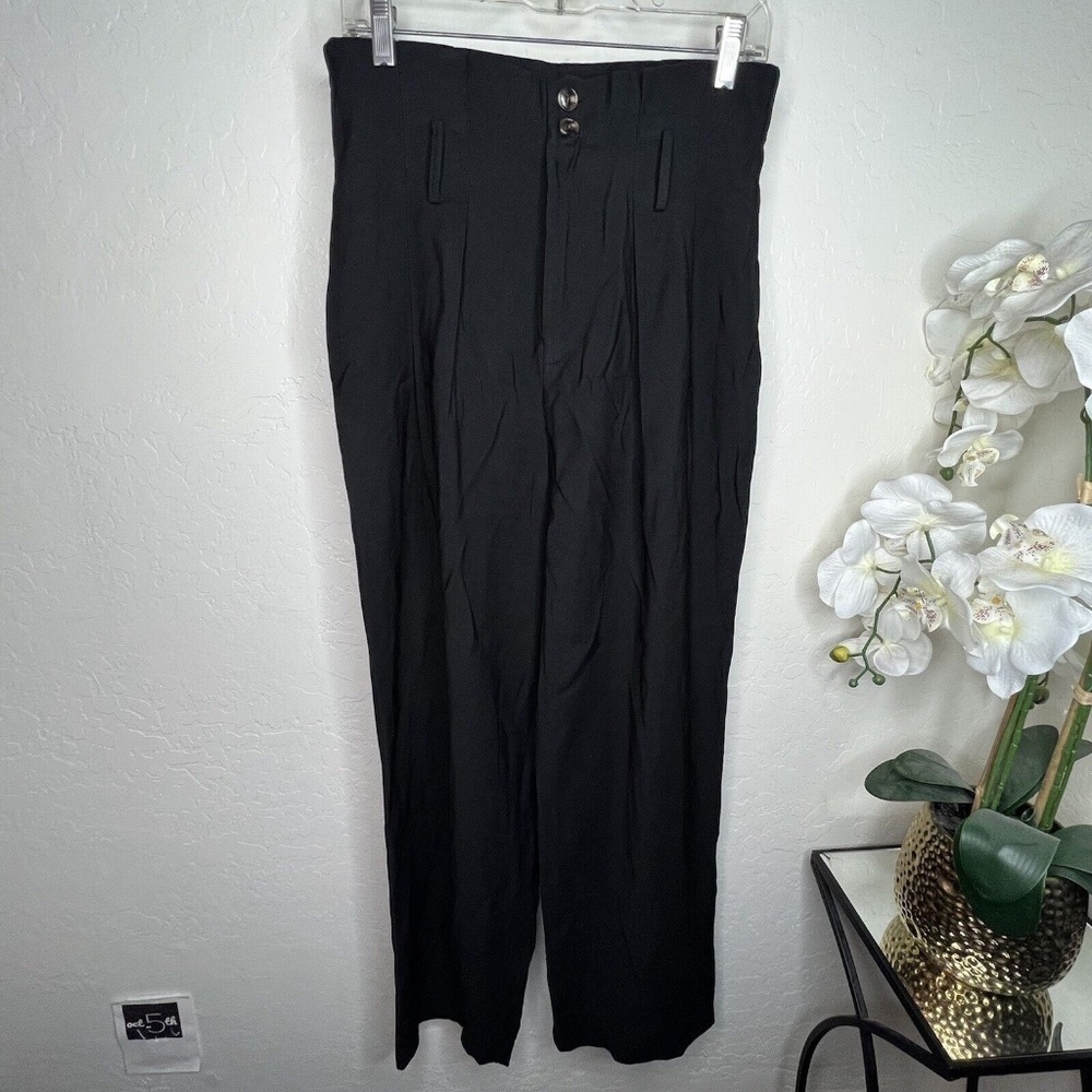 sans souci high rise black pleated pants L